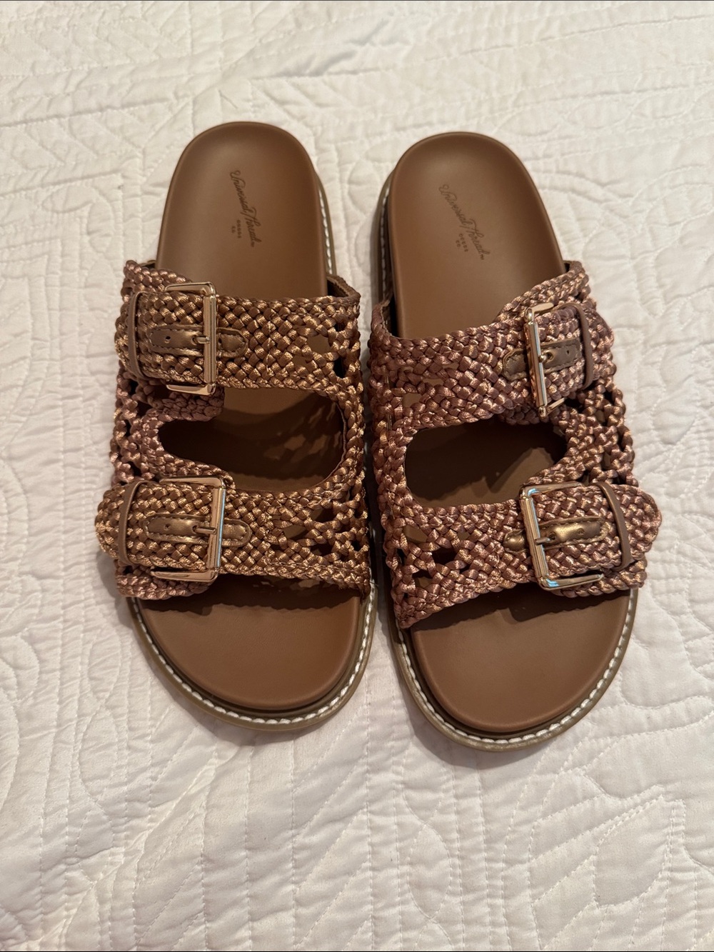 Target Metallic Rose Braided Double-Buckle Slide Sandals